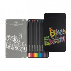 Faber-Castell Моливи Black Edition, 12 цвята, в метална кутия - Моливи и Аксесоари