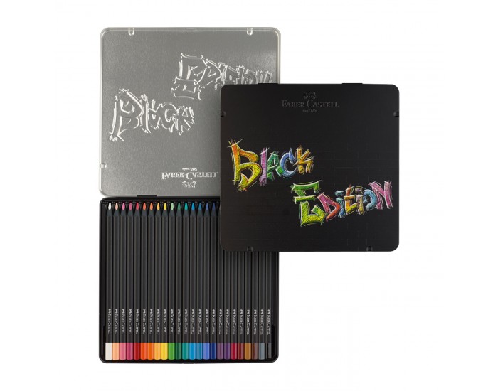 Faber-Castell Моливи Black Edition, 24 цвята, в метална кутия