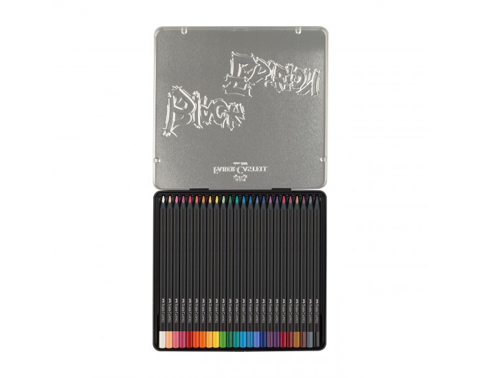 Faber-Castell Моливи Black Edition, 24 цвята, в метална кутия