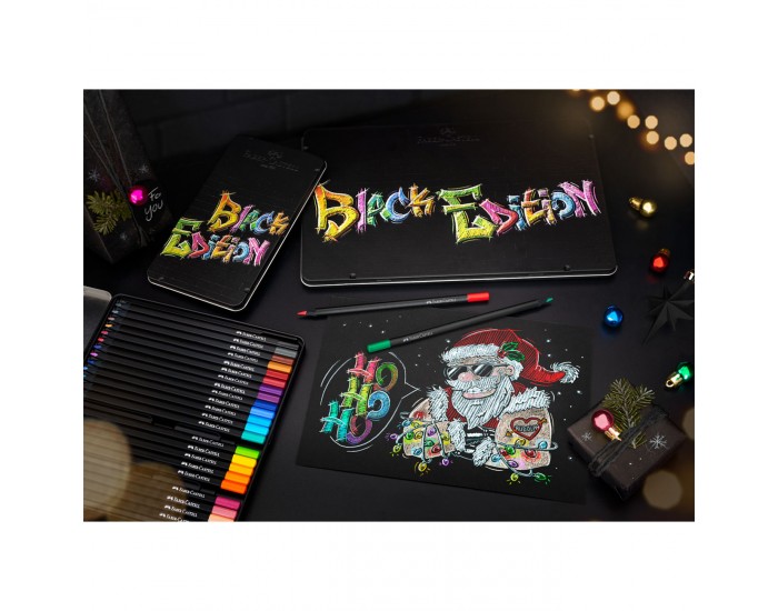 Faber-Castell Моливи Black Edition, 24 цвята, в метална кутия