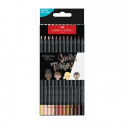 Faber-Castell Цветни моливи Black Edition, телесни нюанси, 12 цвята - Моливи и Аксесоари
