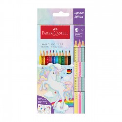 Faber-Castell Цветни моливи Grip 2001, 10 стандартни и 3 блестящи цвята - Моливи и Аксесоари