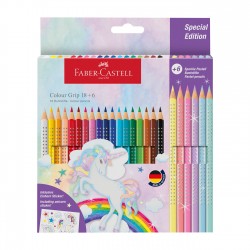 Faber-Castell Цветни моливи Grip 2001, 18 стандартни и 6 блестящи цвята - Моливи и Аксесоари