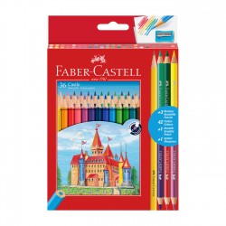 Faber-Castell Цветни моливи Замък 36+6+1 цвята, с включена острилка - Моливи и Аксесоари