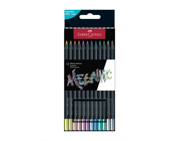 Faber-Castell Моливи Black Edition Metallic, 12 цвята