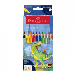Faber-Castell Цветни моливи Jumbo Grip 2001 - Динозавър, 8+2 цвята - Моливи и Аксесоари