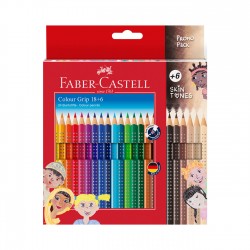 Faber-Castell Цветни моливи Grip 2001 - Skintones, 18+6 цвята - Моливи и Аксесоари