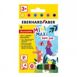 Eberhard Faber Цветни моливи Мини - Макси, 3 в 1, Jumbo, 6 цвята - Моливи и Аксесоари