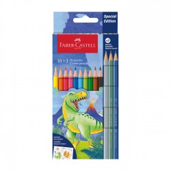 Faber-Castell Моливи Динозавър, 10 стандартни и 3 металикови цвята - Моливи и Аксесоари