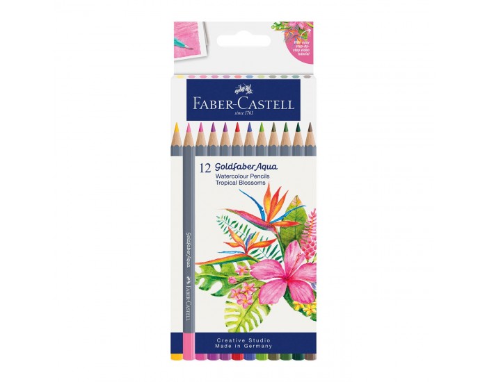 Faber-Castell Моливи Goldfaber Aqua Tropical, 12 цвята