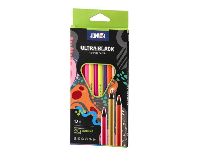 Цветни моливи Junior Ultra Black, 12 цвята