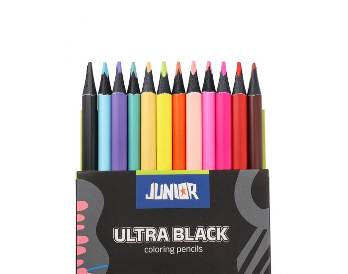 Цветни моливи Junior Ultra Black, 12 цвята