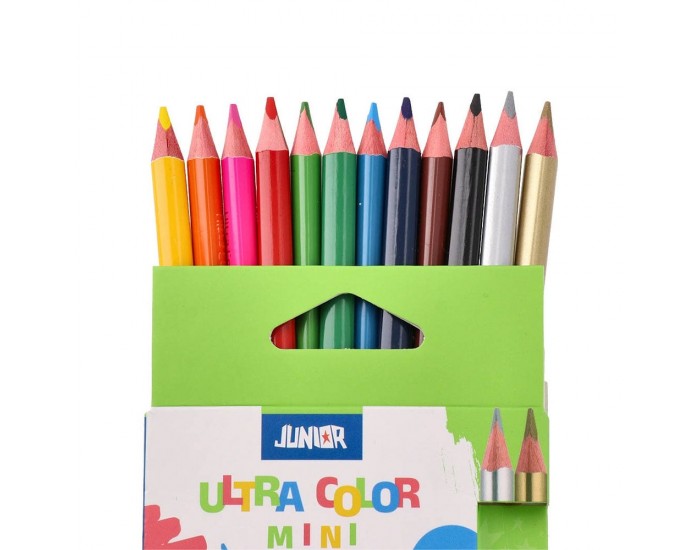 Цветни моливи Junior Ultra Color, мини, 12 цвята