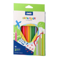 Цветни моливи Junior Ultra Color, триъгълни, 15 стандартни и 3 металикови цвята - Моливи и Аксесоари