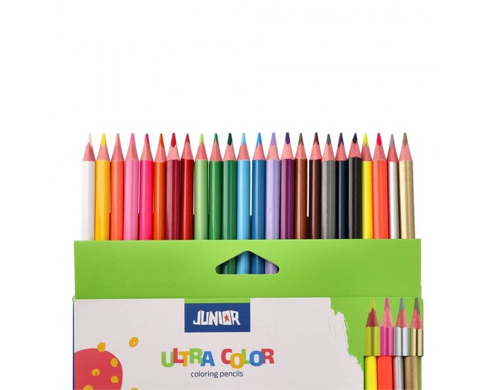 Цветни моливи Junior Ultra Color, триъгълни, 20 стандартни и 4 металикови цвята