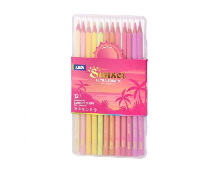 Цветни моливи Junior Ultra Square, залез, 12 цвята