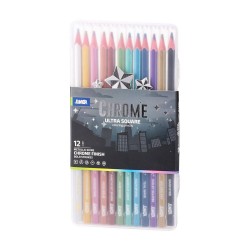 Цветни моливи Junior Ultra Square, хром, 12 цвята - Моливи и Аксесоари