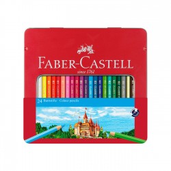 Faber-Castell Цветни моливи Замък, 24 цвята, в метална кутия - Моливи и Аксесоари