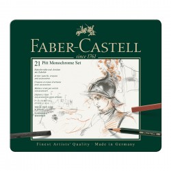 Faber-Castell Комплект моливи Pitt Monochrome, 21 броя в метална кутия - Моливи и Аксесоари