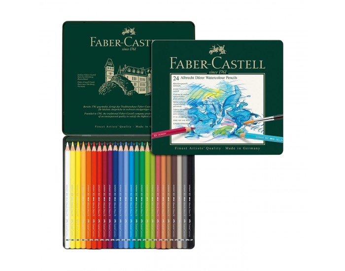 Faber-Castell Акварелни моливи Albrecht Dürer, 24 цвята, в метална кутия