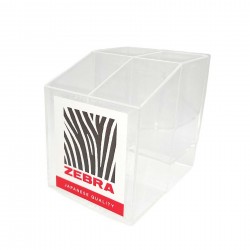 Zebra Дисплей за пишещи средства P-04S, акрилен, с 4 отделения, прозрачен - Zebra pen