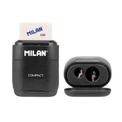 Milan Острилка Shadow Compact, двойна, с гума, черна - Офис аксесоари