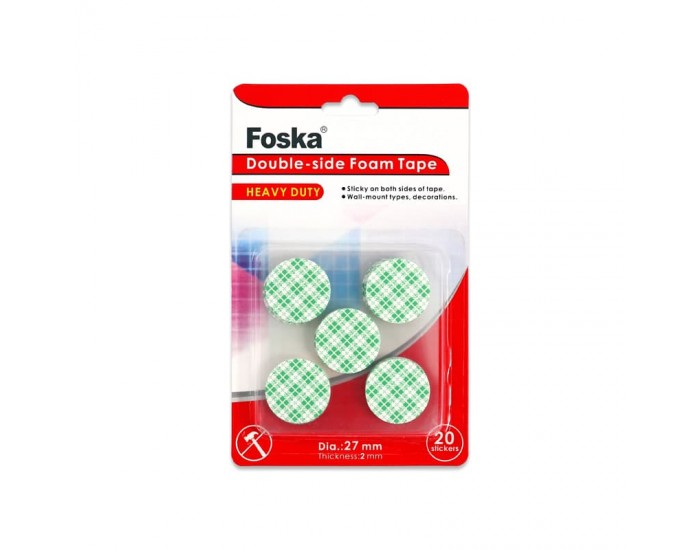Foska Двойнозалепващи кръгчета, монтажни, 27 mm, 20 броя