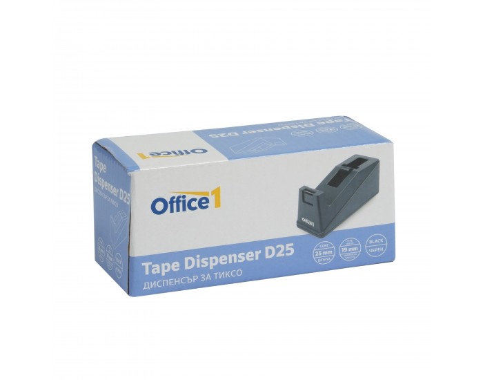 Office 1 Диспенсър за тиксо D25, 19 mm/33 m, черен
