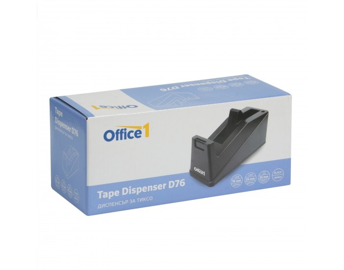 Office 1 Диспенсър за тиксо D76, 25 mm/66 m, черен