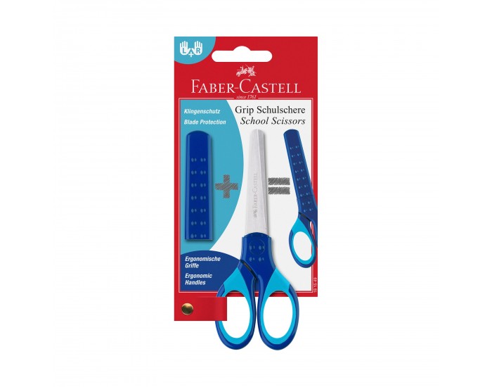 Faber-Castell Ножица Grip, детска, синя, в блистер