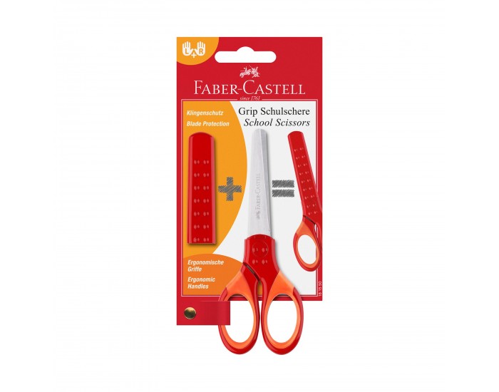 Faber-Castell Ножица Grip, детска, червена, в блистер