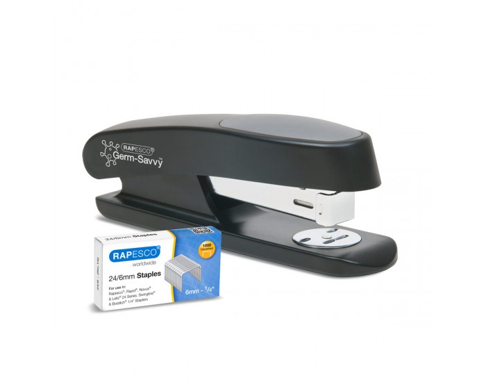Rapesco Телбод Germ-Savvy Eco Sting Ray, 24/6, за 20 листа, черен