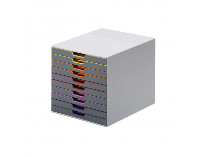 Durable Бокс за документи Varicolor, с 10 чекмеджета, сив