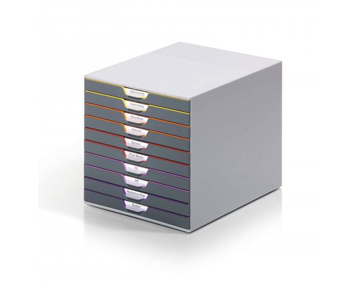 Durable Бокс за документи Varicolor, с 10 чекмеджета, сив