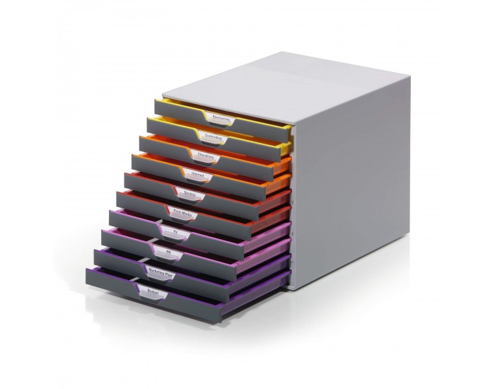Durable Бокс за документи Varicolor, с 10 чекмеджета, сив