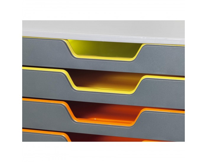 Durable Бокс за документи Varicolor, с 10 чекмеджета, сив