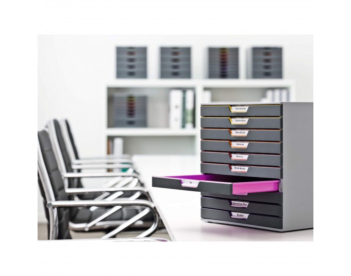 Durable Бокс за документи Varicolor, с 10 чекмеджета, сив