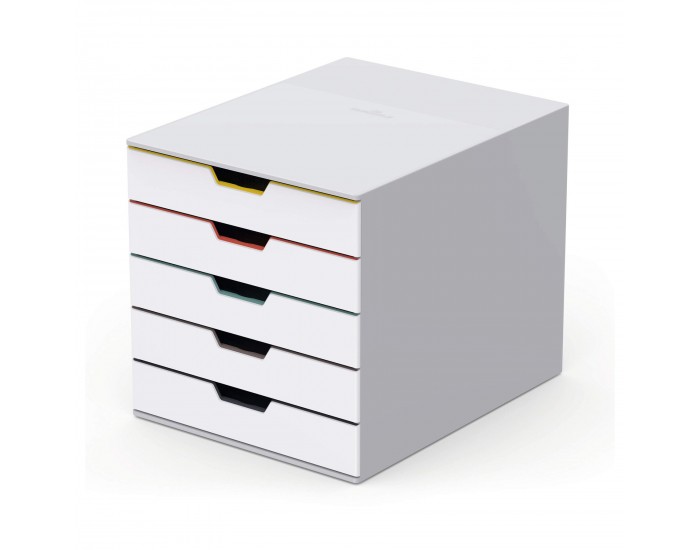 Durable Бокс за документи Varicolor, с 5 чекмеджета ,бял