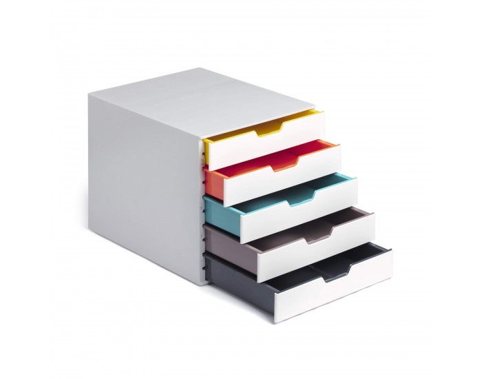 Durable Бокс за документи Varicolor, с 5 чекмеджета ,бял