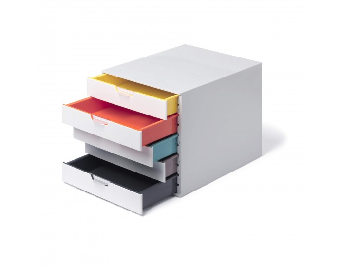 Durable Бокс за документи Varicolor, с 5 чекмеджета ,бял