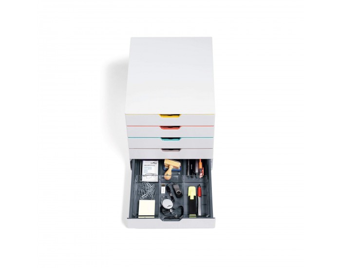 Durable Бокс за документи Varicolor, с 5 чекмеджета ,бял