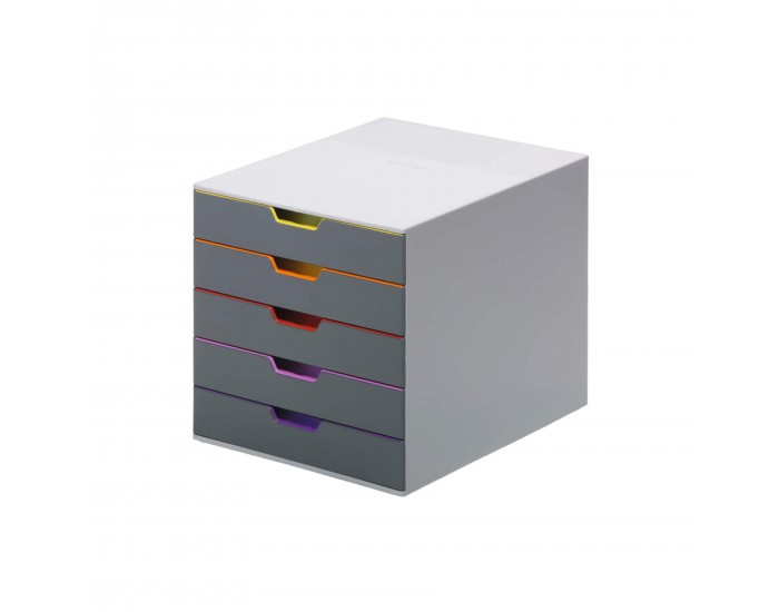 Durable Бокс за документи Varicolor, с 5 чекмеджета ,сив