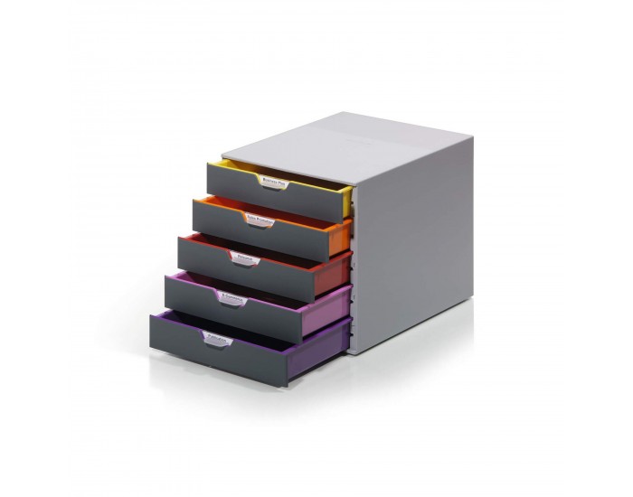 Durable Бокс за документи Varicolor, с 5 чекмеджета ,сив
