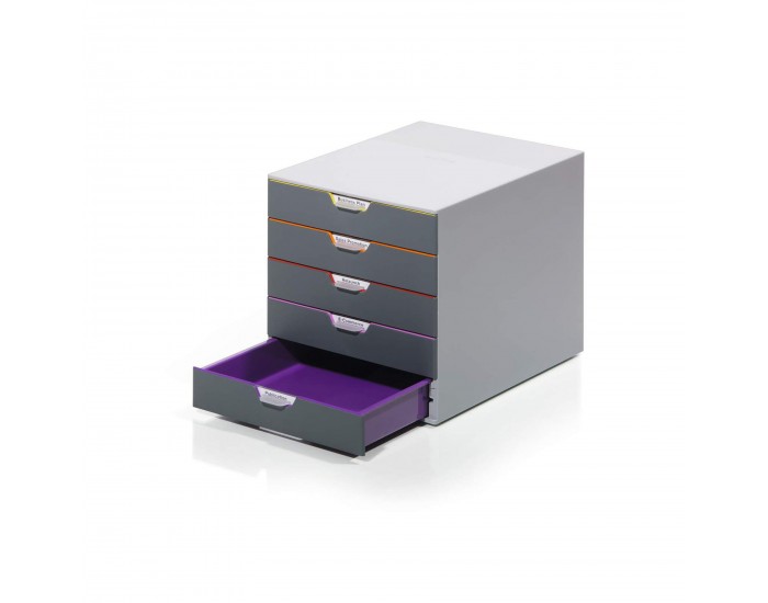 Durable Бокс за документи Varicolor, с 5 чекмеджета ,сив