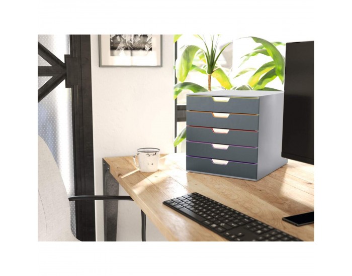 Durable Бокс за документи Varicolor, с 5 чекмеджета ,сив