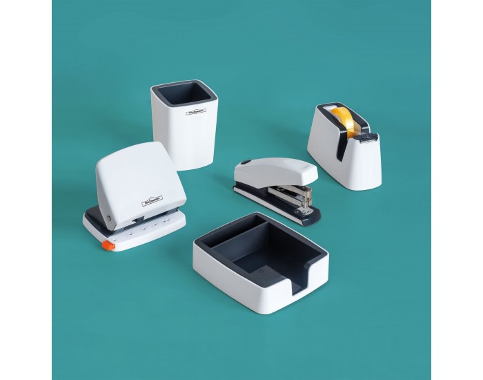 Оffice 1 Моливник Elegant, пластмасов, бялo-сив