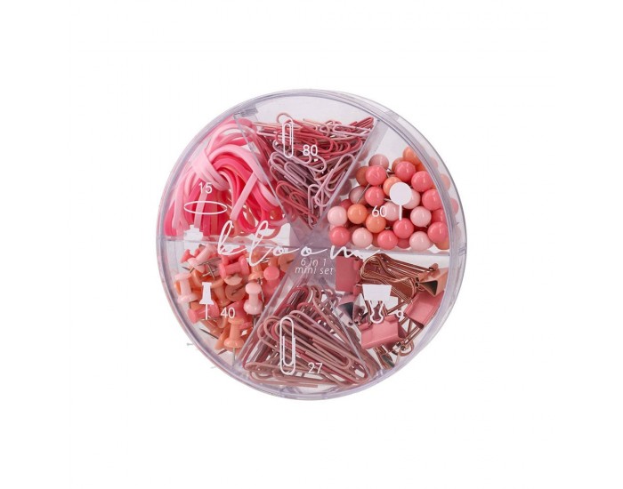 Комплект дребни канцеларски материали Biro Time Spinel, розови