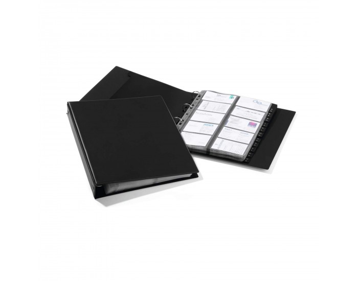 Durable Визитник Visifix, с рингове, за 400 визитки, черен
