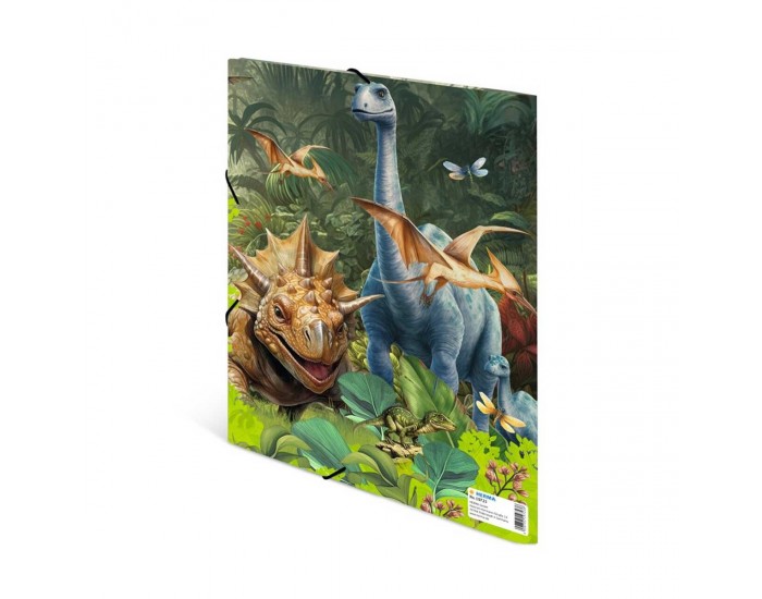 Herma Папка Dino World, картонена, с ластик, A4, на динозаври