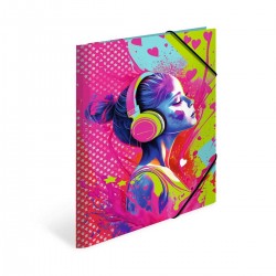 Herma Папка Music Girl, картонена, с ластик, A4, музикално момиче - Herma